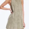 Vestido sin mangas de sarga de algodón – Verde caqui lavado Vestido sin mangas de sarga de algodón – Verde caqui lavado