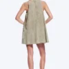 Vestido sin mangas de sarga de algodón – Verde caqui lavado Vestido sin mangas de sarga de algodón – Verde caqui lavado