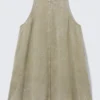 Vestido sin mangas de sarga de algodón – Verde caqui lavado Vestido sin mangas de sarga de algodón – Verde caqui lavado