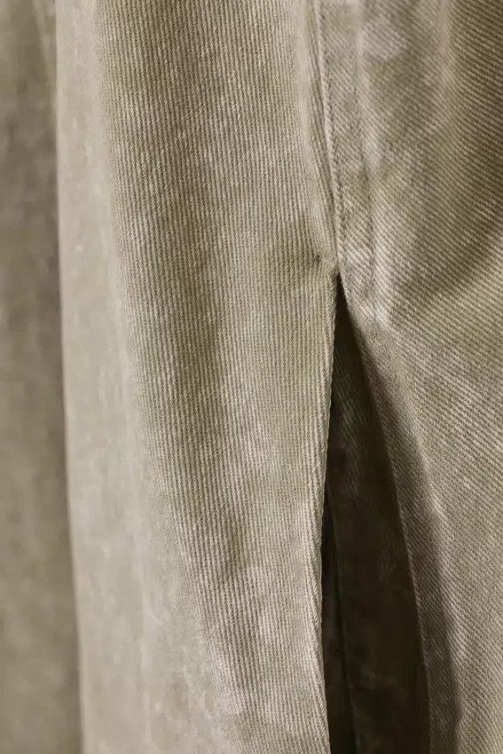 Vestido sin mangas de sarga de algodón – Verde caqui lavado Vestido sin mangas de sarga de algodón – Verde caqui lavado