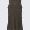 Vestido sin mangas y con cuello barco, transparente – Negro y marrón oscuro