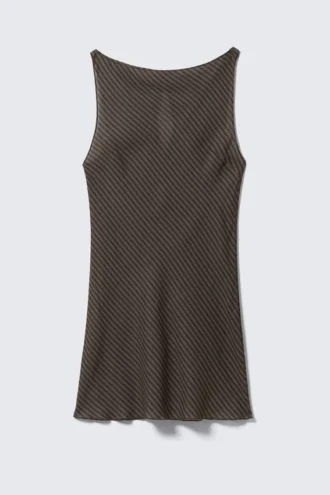 Vestido sin mangas y con cuello barco, transparente – Negro y marrón oscuro