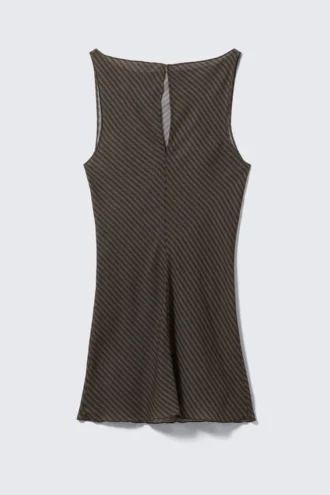 Vestido sin mangas y con cuello barco, transparente – Negro y marrón oscuro