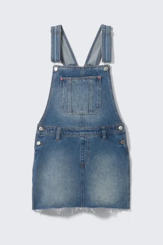 Vestido tipo peto de denim – Azul atardecer – Azul medio